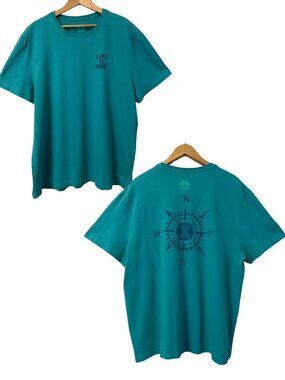 Life Is Good T-Shirt Size XL Blue Cotton Crusher Tee Compass